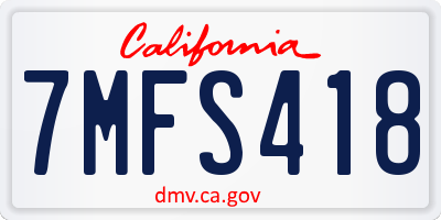 CA license plate 7MFS418