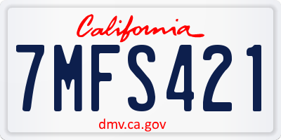 CA license plate 7MFS421