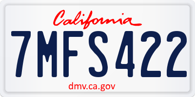 CA license plate 7MFS422