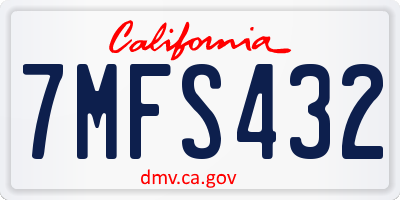 CA license plate 7MFS432