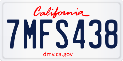 CA license plate 7MFS438