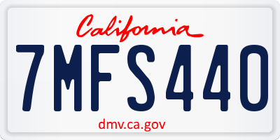 CA license plate 7MFS440