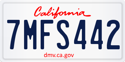 CA license plate 7MFS442