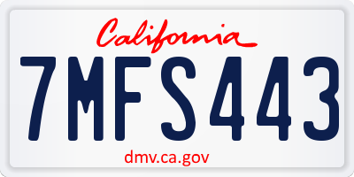CA license plate 7MFS443