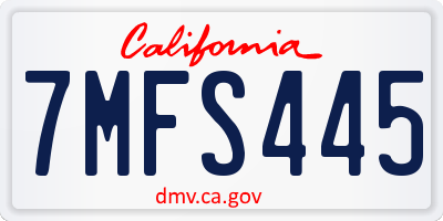 CA license plate 7MFS445