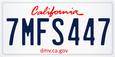 CA license plate 7MFS447