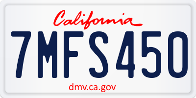 CA license plate 7MFS450