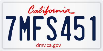 CA license plate 7MFS451