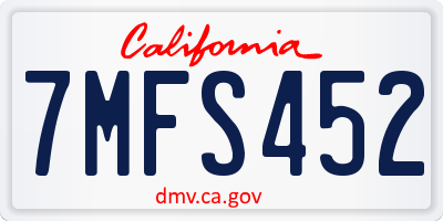 CA license plate 7MFS452