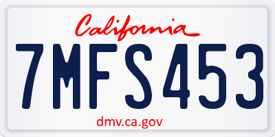 CA license plate 7MFS453
