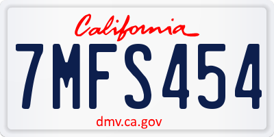 CA license plate 7MFS454
