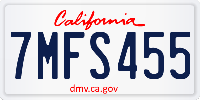 CA license plate 7MFS455