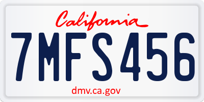 CA license plate 7MFS456
