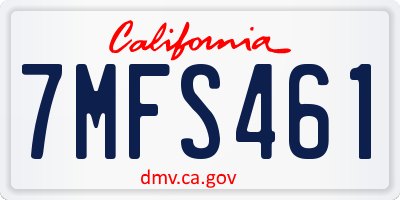 CA license plate 7MFS461