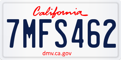 CA license plate 7MFS462