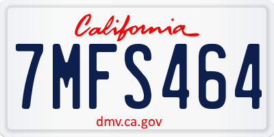 CA license plate 7MFS464