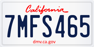 CA license plate 7MFS465