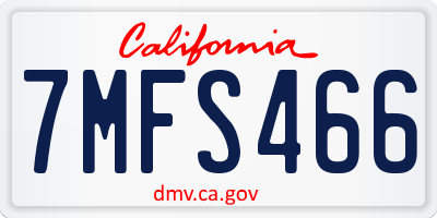 CA license plate 7MFS466
