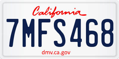 CA license plate 7MFS468