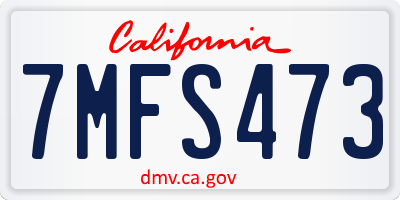 CA license plate 7MFS473
