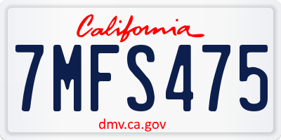 CA license plate 7MFS475
