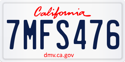 CA license plate 7MFS476