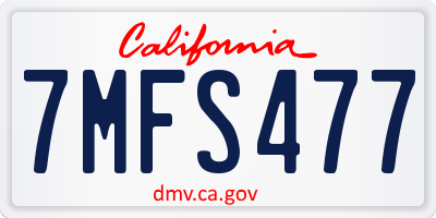 CA license plate 7MFS477