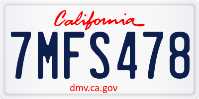 CA license plate 7MFS478