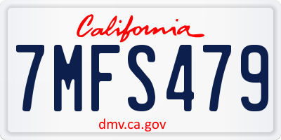 CA license plate 7MFS479