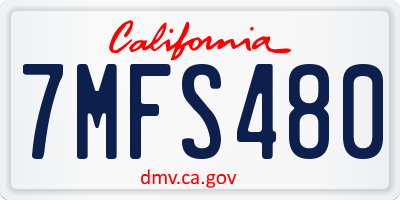 CA license plate 7MFS480