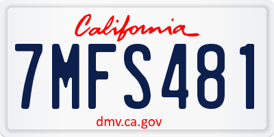 CA license plate 7MFS481