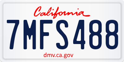CA license plate 7MFS488
