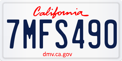CA license plate 7MFS490
