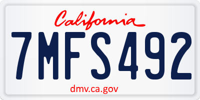 CA license plate 7MFS492