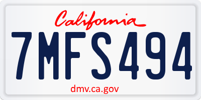 CA license plate 7MFS494