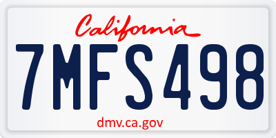 CA license plate 7MFS498