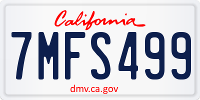 CA license plate 7MFS499