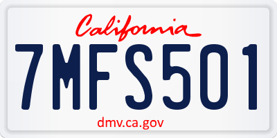 CA license plate 7MFS501