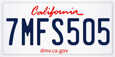 CA license plate 7MFS505