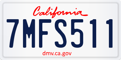CA license plate 7MFS511