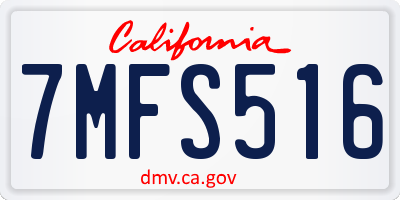 CA license plate 7MFS516