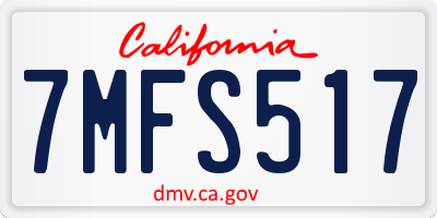 CA license plate 7MFS517
