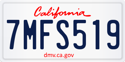 CA license plate 7MFS519
