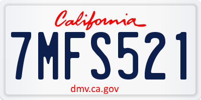CA license plate 7MFS521