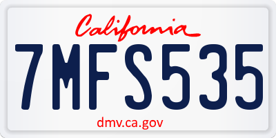 CA license plate 7MFS535
