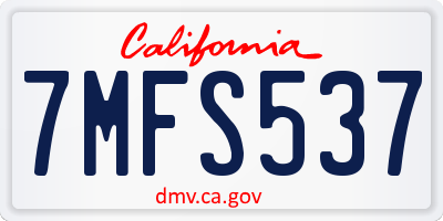 CA license plate 7MFS537