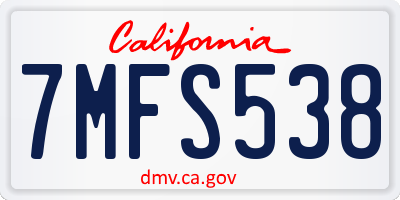 CA license plate 7MFS538