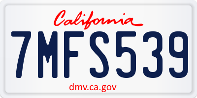 CA license plate 7MFS539