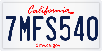 CA license plate 7MFS540