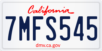 CA license plate 7MFS545